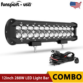 Bemus0001733be 12inch 288w Combo Led Work Light Bar Spot Flood Driving Offroad Lamp Boat Wiring