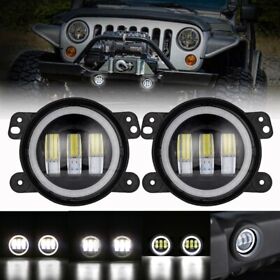 Autoam5879 2x 4 Inch 30w Round Led Fog Light Driving Lamp Drl For Jeep Wrangler Jk 2007-17
