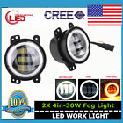 2x 4in-foglight-30w Led Fog Light White Halo Amber Turn Signal Drl For