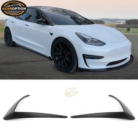 4caroption 848524040566 Fits 17-23 Tesla Model 3 Matte Black Fog Light Lamp Trim Eyebrows Cover Abs Pair
