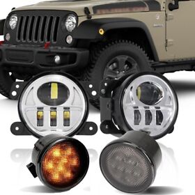 N14210607 4inch Led Fog Lights Front Amber Turn Signal Lamp For Jeep Wrangler Jk 2007-2018