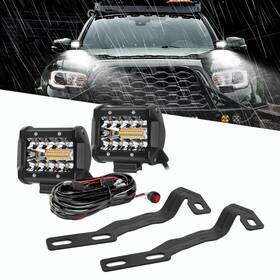 Qplp24tm-22 Aaiwa For 2016-2023 Toyota Tacoma 4ftft Hood Ditch Amber Cube Pods Brackets Wiring Kit