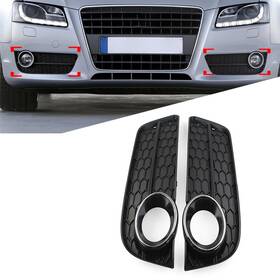Abcfiveus 211311280764 For Audi A5 2008-11 Front Bumper Fog Light Grille Cover With Chrome Ring Pair Usa