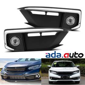 Fl-da-hc19-f Ada Fit 19-20 Honda Civic Bumper Fog Light Driving Lamp Factory Style Switch Harness