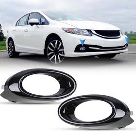 Wj30-0358a Advan-autowiki For 2013-2015 Honda Civic Lx Ex-l Touring Sedan Fog Light Bezel Covers