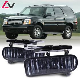 Advan Version 782560380630 For Cadillac Escalade 2002-06 Smoke Lens Pair Bumper Fog Light Lamp Replacement