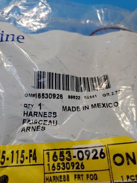 16530926 Agm Original Oe Fog Light Lamp Wiring Harness 2004-2008 Pontiac Grand Prix Oem Gm