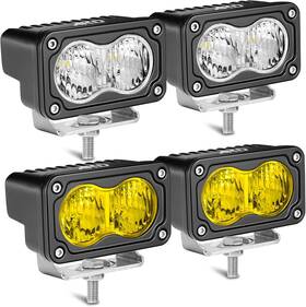 201073 Akd Part Led Pods 4pcs 3 Inch 80w Flood Cree Pod Lights Small White Yellow