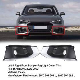 A2048202256 Areyourshop A2048202156/a2048202256 Left And Right Front Bumper Fog Light Grille Cover Trim For Audi A4l 2020-2022