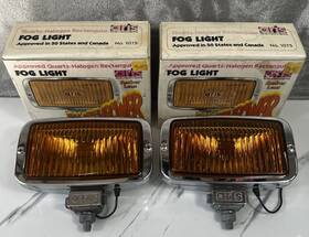 1075k Aris Vtg Inch Flamethrower Amber Fog Lights Quartz Halogen 1075 Rectangular Chrome