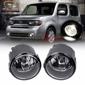Astradepot 934668118930 1 Pair Front Bumper Fog Lights Clear Lens Replacement For Nissan Cube 2009-2015