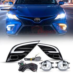 Astradepot 934669120543 Front Drl Led Driving Signal Fog Light Cover Kit For Toyota Camry Se Xse 18-20