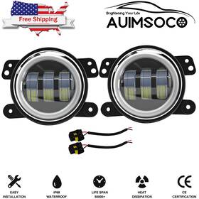 Auimsoco 653010596607 Pair 4 Inch Round Led Fog Lights Driving Lamps Halo For Jeep Wrangler Jk Lj N