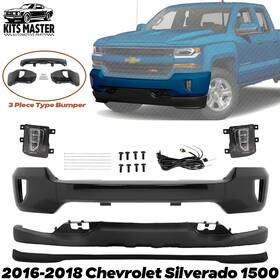 Autoelements Usa 193843027478 New Front Bumper Primed And Fog Lights Kit For 2016-2018 Chevrolet Silverado 1500