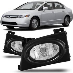 30-0059-09 Autofree Clear Fog Lights For 2006 2007 2008 Honda Civic Sedan With Switch Wiring Bulb