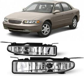 30-0209-09 Autofree New Fog Lights For 1997-2005 Buick Regal Replacement Clear Front Bumper Lamps