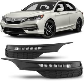 30-0591-09 Autofree Pair Fog Lights For 2016-2017 Honda Accord Clear Bumper Replacement Driving Lamp