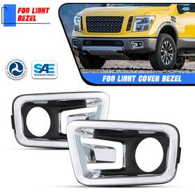 Wj30-0474 Autofree For 2016-2019 Nissan Titan Xd Fog Lights Bezels Trim Pair Front Lamps Covers