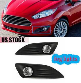 30-0390-09 Autopart Fog Lights For 2014 2015 2016 2017 2018 Ford Fiesta Bumper Lamps Kit Clear Lens