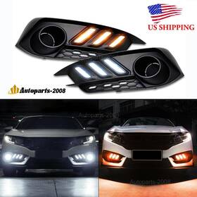 Autoparts-2008 2016-2018 10th For Honda Civic Led Drl Daytime Running Light Fog Lamp With Turn Signal