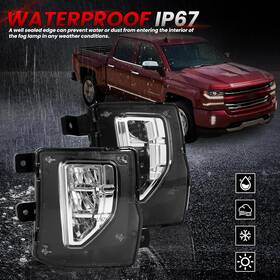 W68412-g Autopartsstar Black Led Fog Lights Bumper Driving Lamps For 2016-2018 Chevy Silverado 1500