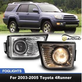 30-0203-09 Autowiki Pair Fog Lights For 2003-2005 Toyota 4runner Projector Bumper Lamps Clear Lens