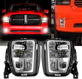 006835 Auxbeam Led Fog Lights Dot Approved Replacement For Dodge Ram 1500 Chrome