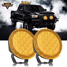 Sm1718 Auxbeam 7inch Round Led Driving Lights Drl Spot Pods With Amber Covers For Toyota Suv