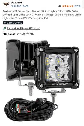 Gd001626 Auxbeam Jeep Wrangler Sahara Fa Series Spot Beam 40w Led Pod Lights Black