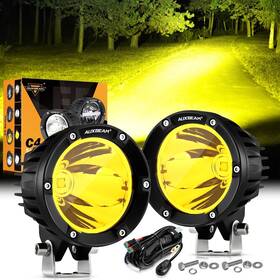 Zd000669ves Auxbeam 4in 72w Amber Fog Light Round Led Offroad 2pcs 7200lm L