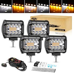 Zd000775 Auxbeam 4 Inch 240w Led Pods Amber White Fog Light 6 Modes Strobe Lights For