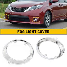 5271308020 Auxito Pair Fog Light Lamp Cover Bezel For 2011-2017 Toyota Sienna Se Chrome Trim Rings