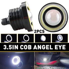 H-fog-89mm-w Auxito 2x 3.5 Inch Round Led Fog Light Spot Driving Lamp With Blue Angel Eyes Halo Ring H