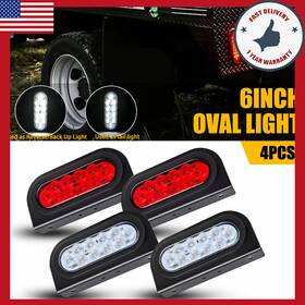 Wd-zj-6in-2r Auxito 6inch Whtie Oval Red Light Waterproof Trailer With Mounting Bracket 4pcs