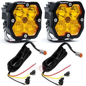 Baja Designs 55-7813-2nh-up Squadron 2.0 Sport Amber Driving/combo Lights Pair With Open Wiring