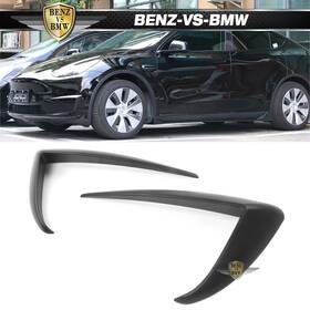 Benz-vs-bmw 842961164229 Fits 20-24 Tesla Model Y Fog Light Lamp Trim Eyebrows Cover Pair Matte Black Abs
