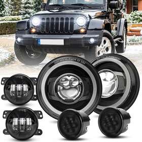 Besure 739240420353 7 Inch Halo Led Headlights Fog Lights Turn Signal Lamp For Jeep Wrangler Jk 2007-18