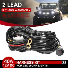 Jgxzpt2012my Braveway 2-lead Wiring Harness Kit For Led Work Light Bar Pods Relay Rocker On/off Switch