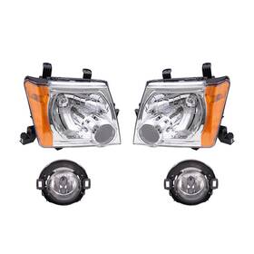 4225-0015bc4 Brock 4 Piece Set Of Headlights With Chrome Bezel And Fog Lights For 2005-2008 Xterra