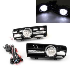 Grille-029-d Bruce&shark 2x Fog Light 5 Led Front Bumper Grille Drl Lamp For 99-04 Vw Golf Mk4 Gti Tdi