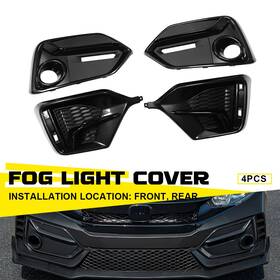 Wk-20civichb-024 Carcomponentmart For 2017-2019 Honda Civic Hatchback Ex Fog Light Lamp Cover Bezel Front Rear
