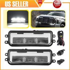 Dr58 Carparsafer White For Toyota 2022 Tundra Tacoma Bumper Led Fog Lights Driving Lamps Pair