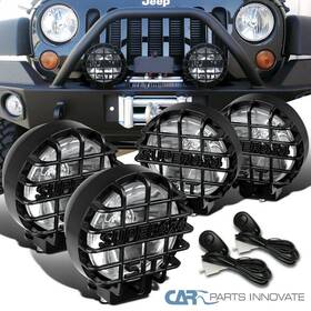 Carpartsinnovate 684758652904 4x 6 Inch Round Black Offroad Super 4x4 Work Fog Light H3 Bulb Relay Wiring Kit