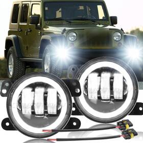 Chusyyray 653945818140 4 Inch Round Clear Led Fog Driving Lamps For Jeep Wrangler Jk 2007 2021 Jl Jt