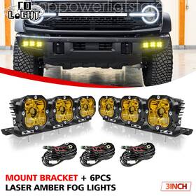 21st-70102043 Colight Laser Yellow Led Fog Light Bumper Mount Bracket For 2021 2022 23 24 Ford Bronco