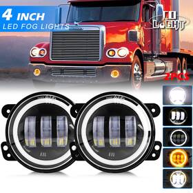 W001bbw Colight-auto Pair 4 Inch Round Led Bumper Fog Lights Drl Sealed Beam For Freightliner Coronado