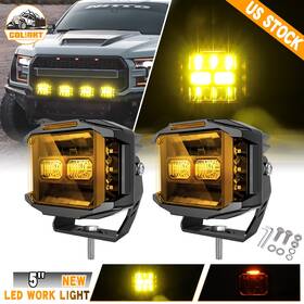 Colight F996dz-5-y-pair Xz Pair 5inch Dually Side Shooter Led Work Light Pods Offroad Driving Utv Atv Truck