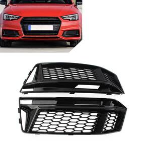 Comebuybestusa 320001414515 Honeycomb Fog Light Grille Cover Glossy Black Fit Audi A4 B9 S4 16-18 Ye