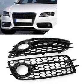 Comebuybestusa 510001192326 Front Bumper Fog Light Grille Mesh Cover Honeycomb For Audi A4 B8 S4 08-12 Black