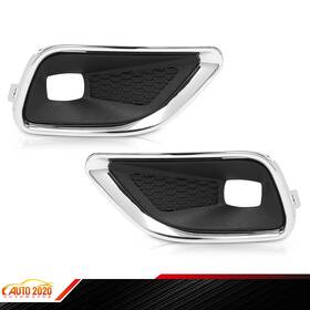 Big012708 Crossdesign Fit For 19-20 Jeep Cherokee Pair Front Bumper Fog Light Lamp Covers Bezel Chrome